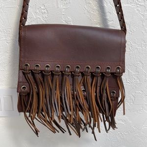 Full grain leather fringe purse